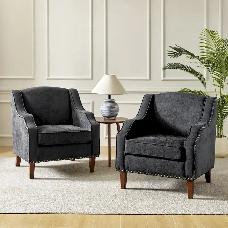 Lucretius Armchair with Nailhead Trim Set of 2 by HULALA HOME