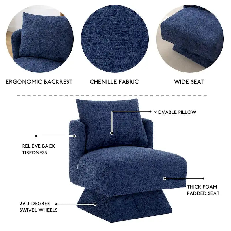 Chenille Upholstered 360 Degree Swivel Accent Chairs for Living Room,Bedroom