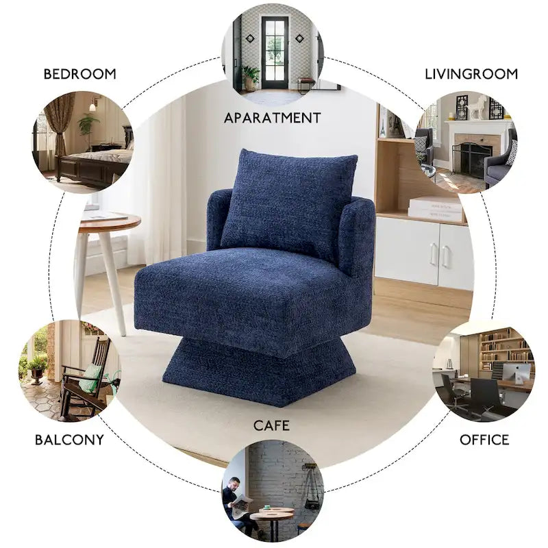 Chenille Upholstered 360 Degree Swivel Accent Chairs for Living Room,Bedroom