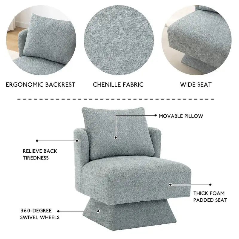 Chenille Upholstered 360 Degree Swivel Accent Chairs for Living Room,Bedroom