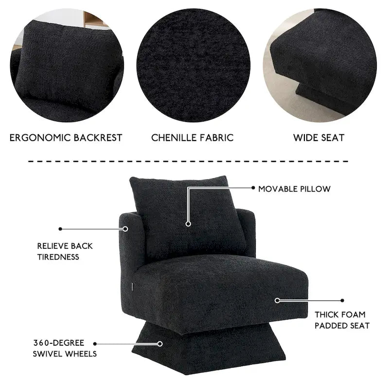 Chenille Upholstered 360 Degree Swivel Accent Chairs for Living Room,Bedroom
