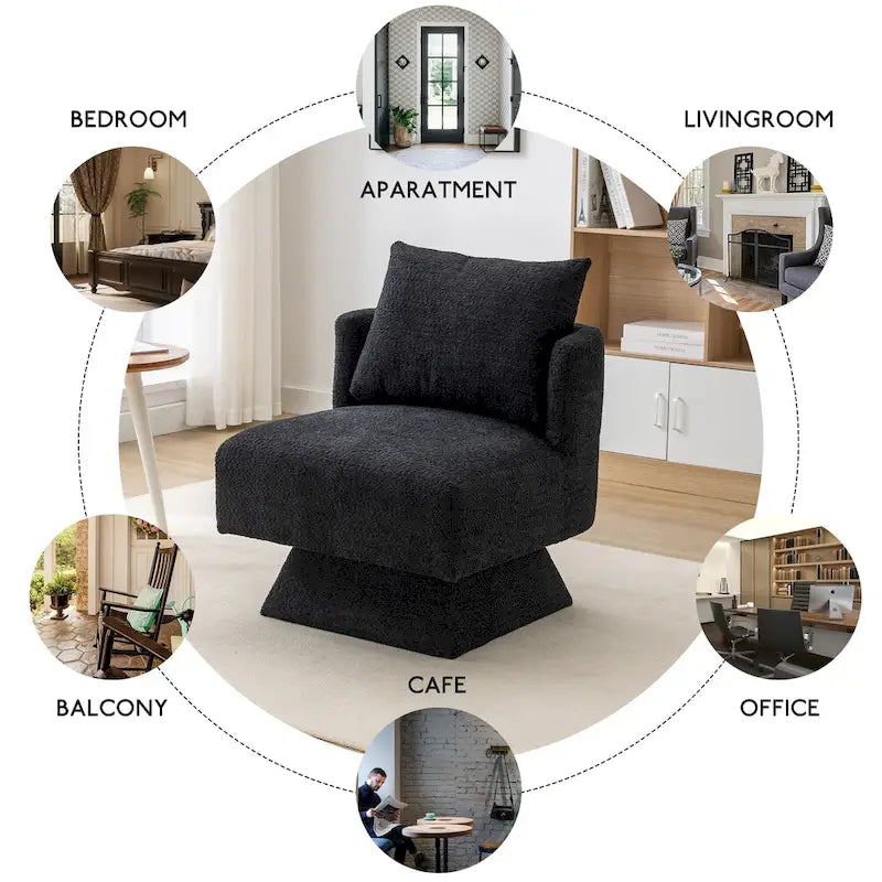 Chenille Upholstered 360 Degree Swivel Accent Chairs for Living Room,Bedroom
