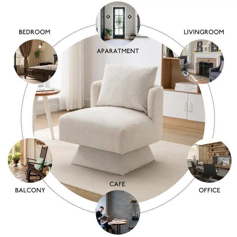 Chenille Upholstered 360 Degree Swivel Accent Chairs for Living Room,Bedroom