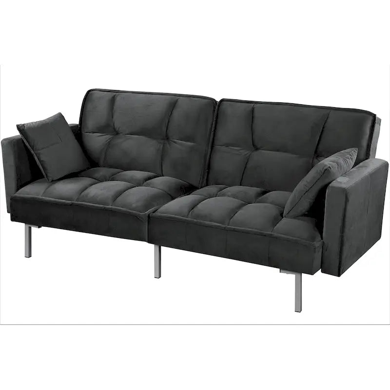 Bernal 75.6W Velvet Futon Sofa Bed Sleeper