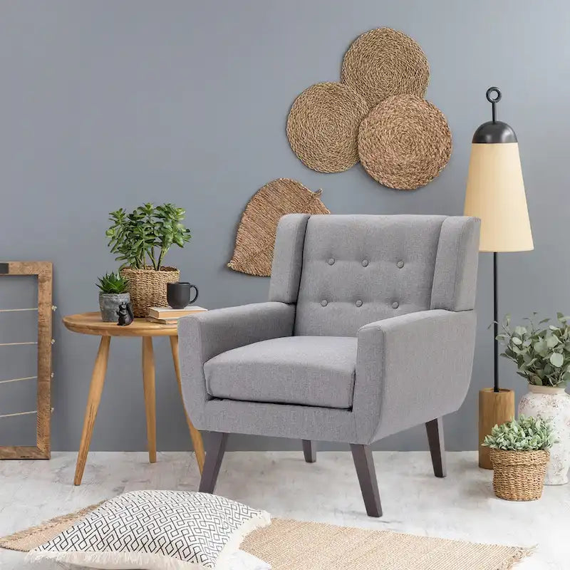 Modern Linen Button Tufted Arm Chair