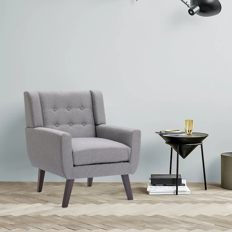 Modern Linen Button Tufted Arm Chair