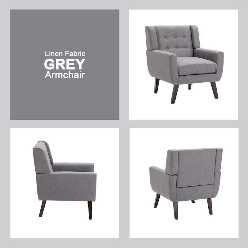 Modern Linen Button Tufted Arm Chair