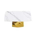 63 Modern Dining Table with Slate Stone Top and Metal Legs, Marble Dining Table