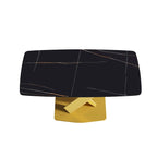 63 Modern Dining Table with Slate Stone Top and Metal Legs, Marble Dining Table