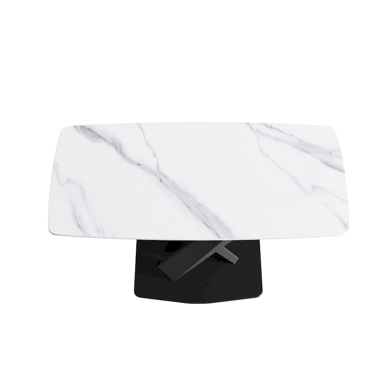 63 Modern Dining Table with Slate Stone Top and Metal Legs, Marble Dining Table