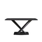 63 Modern Dining Table with Slate Stone Top and Metal Legs, Marble Dining Table