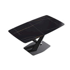 63 Modern Dining Table with Slate Stone Top and Metal Legs, Marble Dining Table
