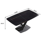 63 Modern Dining Table with Slate Stone Top and Metal Legs, Marble Dining Table