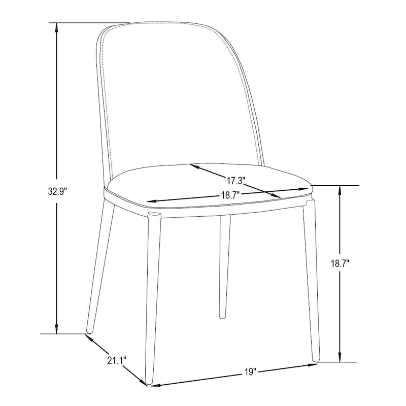 7-Piece Dining Set in Black Steel with 6 Chairs and Table Tule Collection by LeisureMod