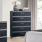 Furniture of America Champs Contemporary Solid Wood 2-Piece Storage Panel Bed and Tall Dresser Set