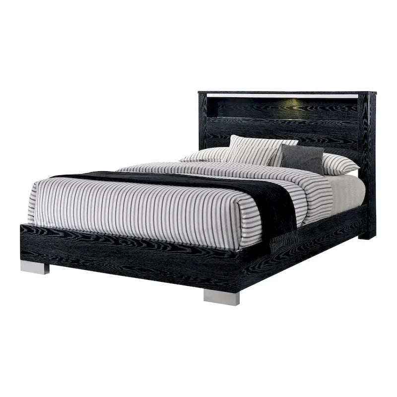 Furniture of America Champs Contemporary Solid Wood 2-Piece Storage Panel Bed and Tall Dresser Set