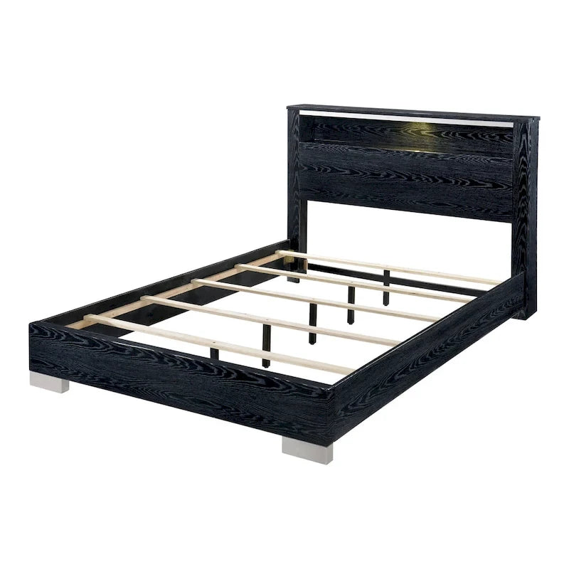 Furniture of America Champs Contemporary Solid Wood 2-Piece Storage Panel Bed and Tall Dresser Set