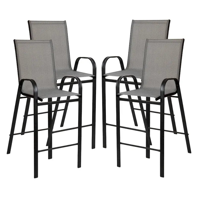 4 Pack Outdoor Barstools with Flex Comfort Material - Patio Stool