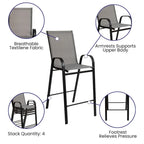 4 Pack Outdoor Barstools with Flex Comfort Material - Patio Stool