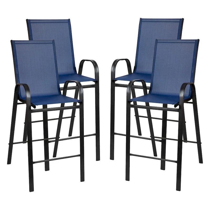 4 Pack Outdoor Barstools with Flex Comfort Material - Patio Stool