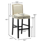 28 Inches Barstools Upholstered Bar Stools Pub Chairs Set of 2