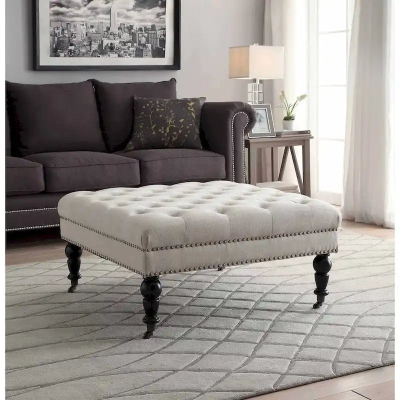 Abigal Natural Square Tufted Ottoman
