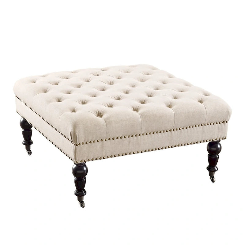 Abigal Natural Square Tufted Ottoman