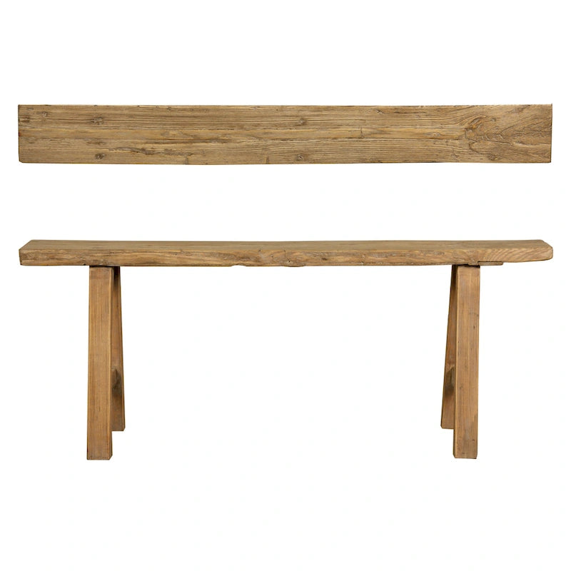 Artissance 43L Natural Wood Indoor Outdoor Small Noodle Bench, Entryway Hallway Patio Seating