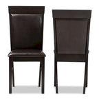 Contemporary Dark Brown Faux Leather Dining Chair Set by Baxton Studio