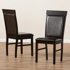 Contemporary Dark Brown Faux Leather Dining Chair Set by Baxton Studio