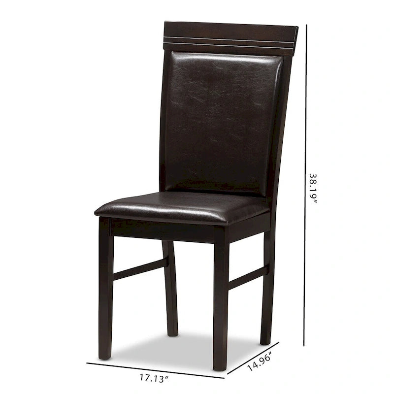 Contemporary Dark Brown Faux Leather Dining Chair Set by Baxton Studio