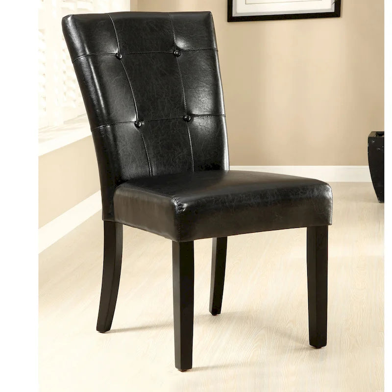Lerc Contemporary Espresso Faux Leather Tufted Side Chair by Furniture of America (Set of 2)