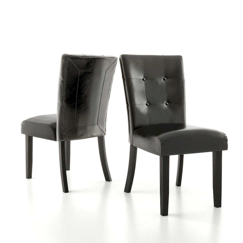 Lerc Contemporary Espresso Faux Leather Tufted Side Chair by Furniture of America (Set of 2)