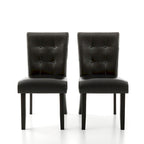 Lerc Contemporary Espresso Faux Leather Tufted Side Chair by Furniture of America (Set of 2)