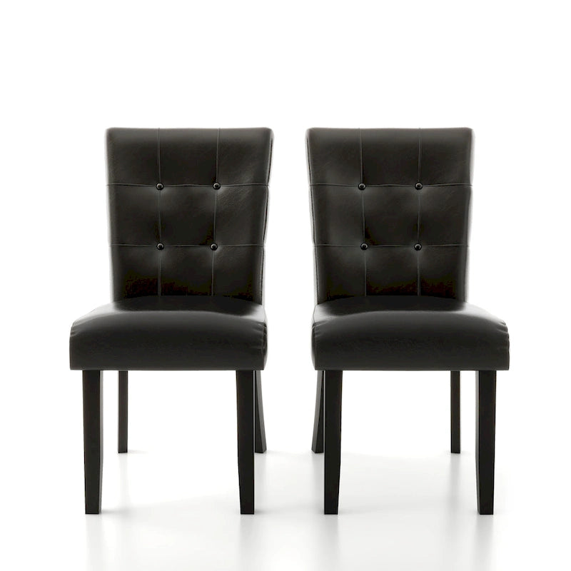 Lerc Contemporary Espresso Faux Leather Tufted Side Chair by Furniture of America (Set of 2)