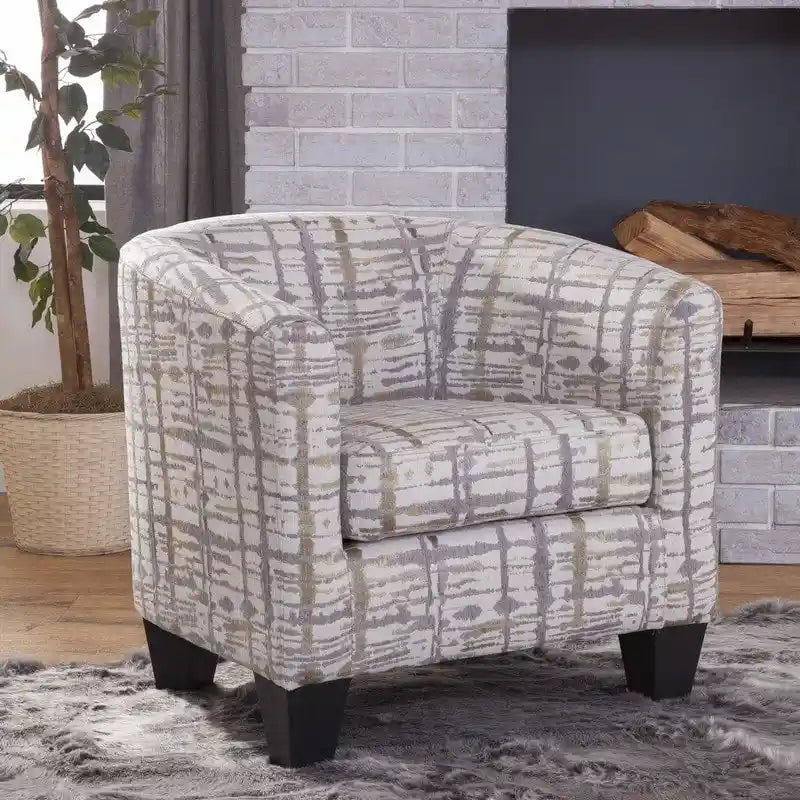 Grafton Home Enzo Upholstered Accent Barrel Chair Gold anf Grey Splatter