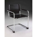 Black Leather Dining Chair with Chrome Frame Set of 2
