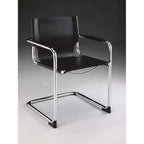 Black Leather Dining Chair with Chrome Frame Set of 2
