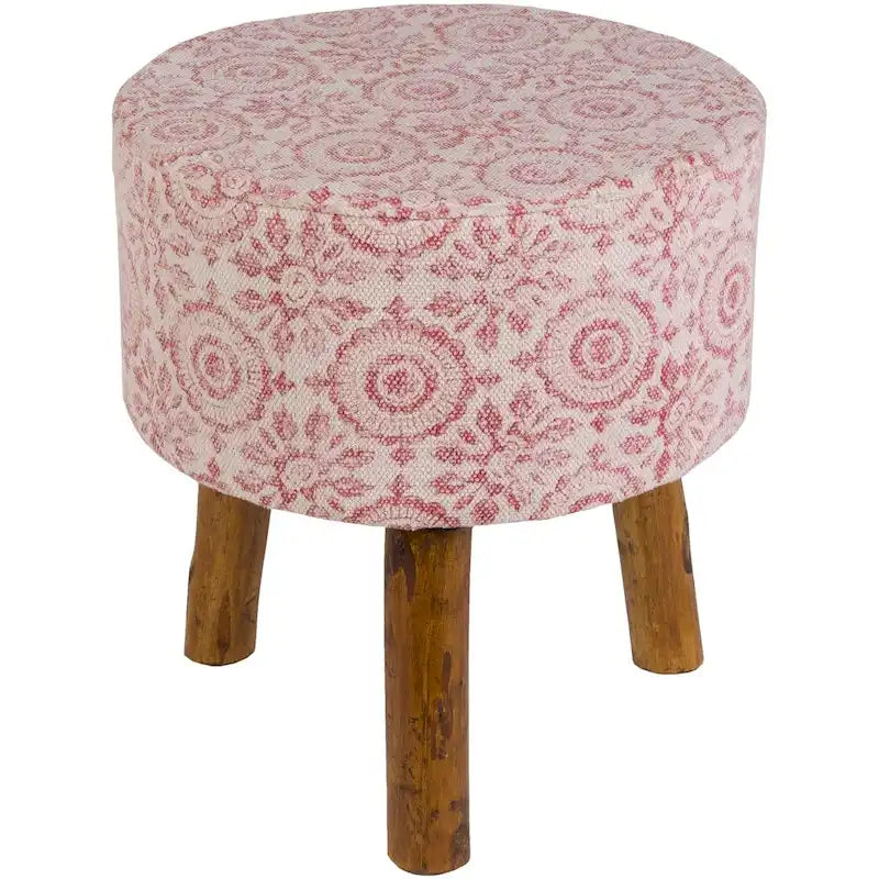 Shantanu Pink Boho Wooden Stool
