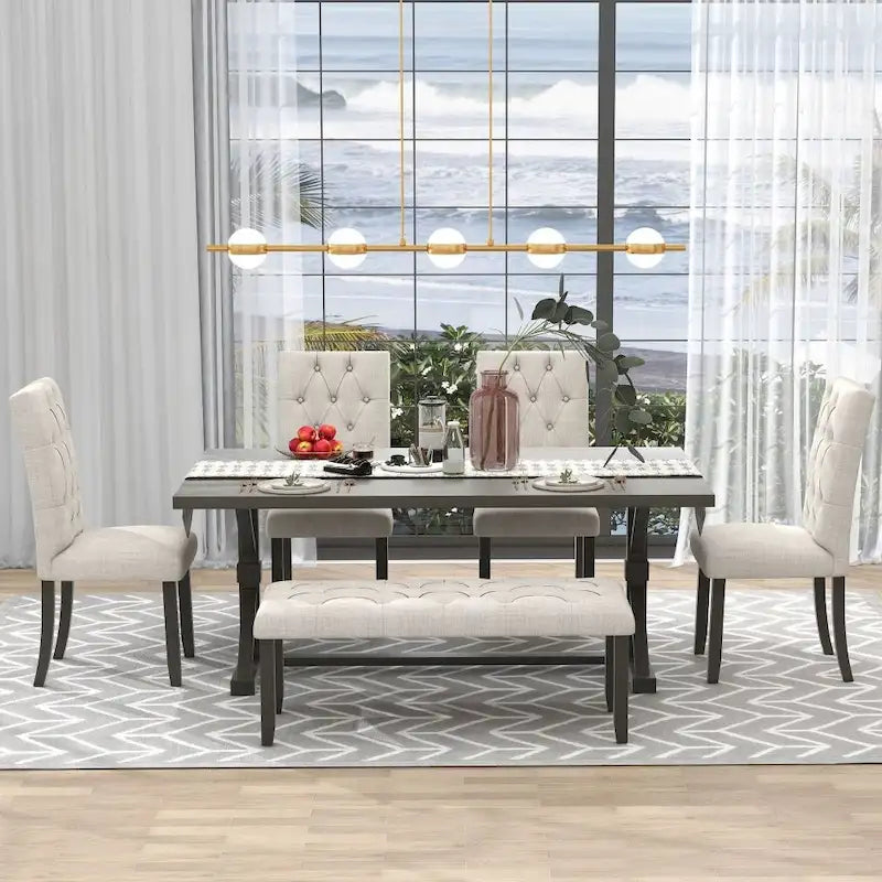 6-Piece Farmhouse Dining Table Set