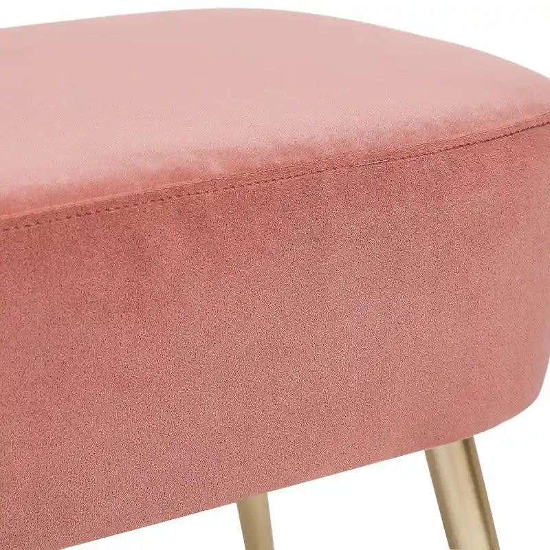 Adeco Velvet Bench Footrest, Bed End Stool Metal Legs, Dressing Chair