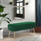 Adeco Velvet Bench Footrest, Bed End Stool Metal Legs, Dressing Chair