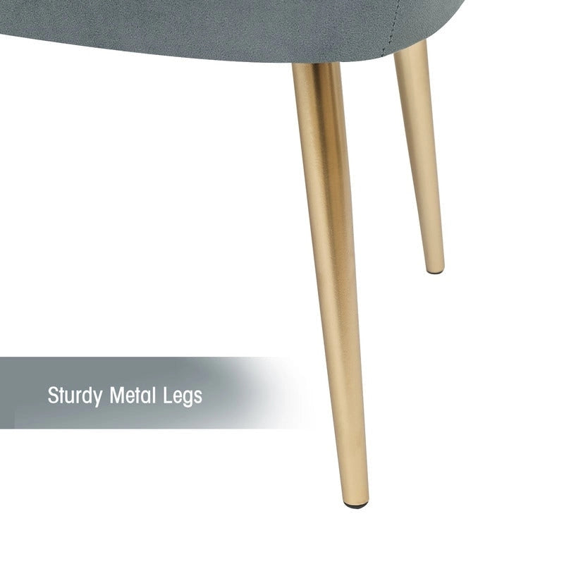 Adeco Velvet Bench Footrest, Bed End Stool Metal Legs, Dressing Chair