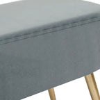 Adeco Velvet Bench Footrest, Bed End Stool Metal Legs, Dressing Chair