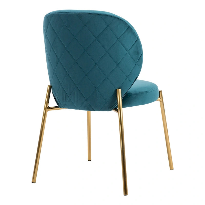 Velvet Dining Chairs Small Cute Accent Chairs with Golden Metal Legs Set of 2