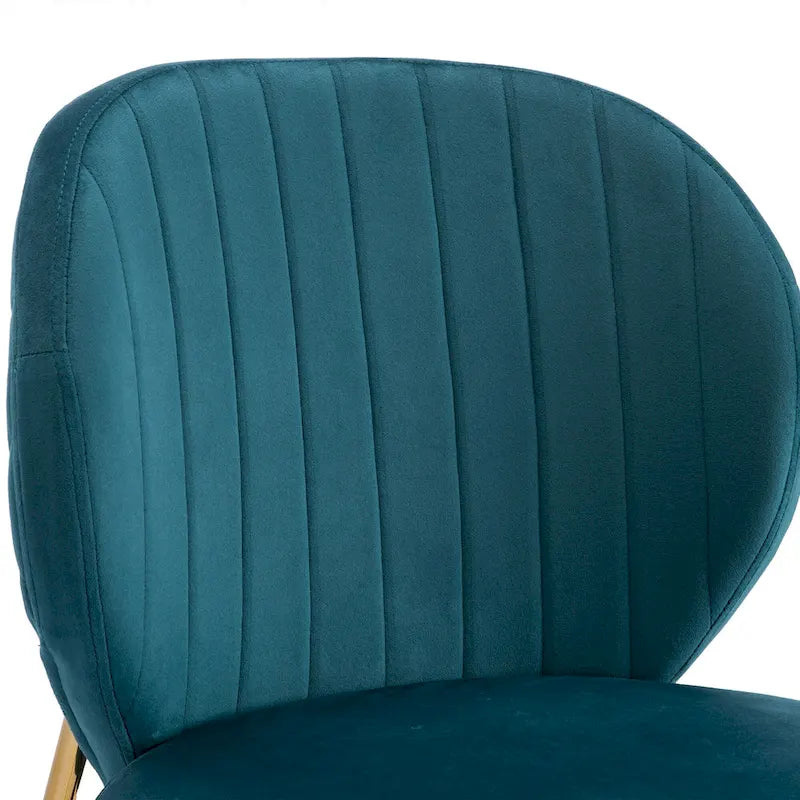 Velvet Dining Chairs Small Cute Accent Chairs with Golden Metal Legs Set of 2