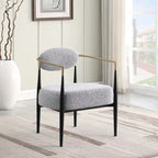 Boucle Dining Chair Living Room Chair with Thickened Plush Seat Cushion and Sleek Metal Frame