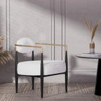 Boucle Dining Chair Living Room Chair with Thickened Plush Seat Cushion and Sleek Metal Frame
