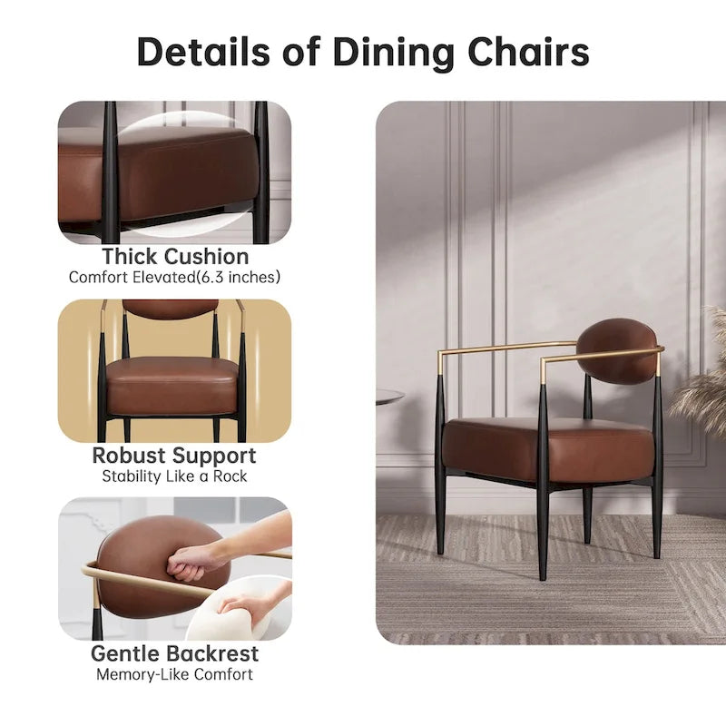 Boucle Dining Chair Living Room Chair with Thickened Plush Seat Cushion and Sleek Metal Frame