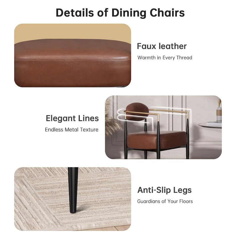 Boucle Dining Chair Living Room Chair with Thickened Plush Seat Cushion and Sleek Metal Frame